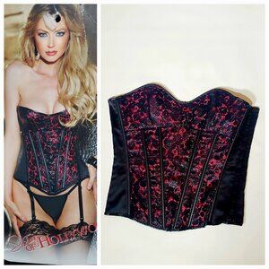 Shirley of Hollywood Black &Pink Lace Designer Basque Corset NWT Strapless (38)